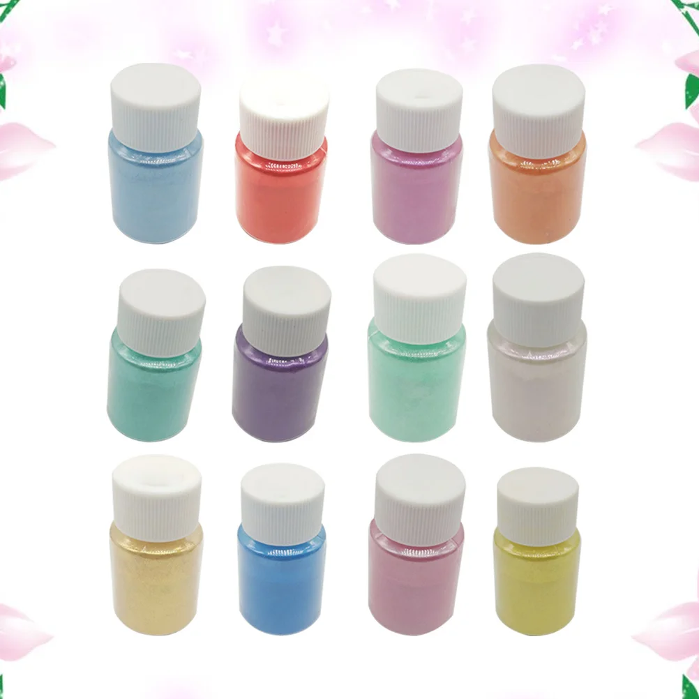 12 pezzi di polvere di mica di grado 10G ciascuno pigmenti di perle vibranti per sapone fatto in casa bombe da bagno scrub labbra kit di pittura per il viso