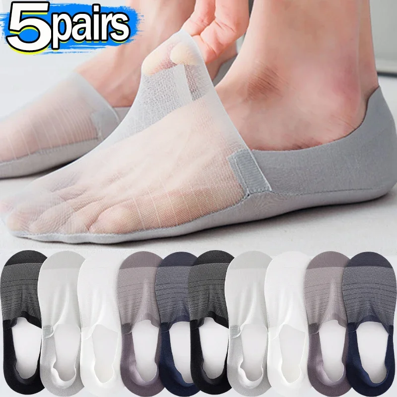 1/5pairs Summer Thin Invisible Sock for Men Boat Socks Fashion Breathable Soft Casual Sox High Quality Elastic Mesh Sokken Meias