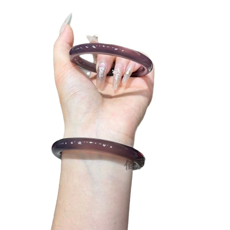 Ice-Grade Imperial Purple Agate Chalcedony Bracelet for Women8MMRound bracelet, purple high-transparency jade bangle, suitable f
