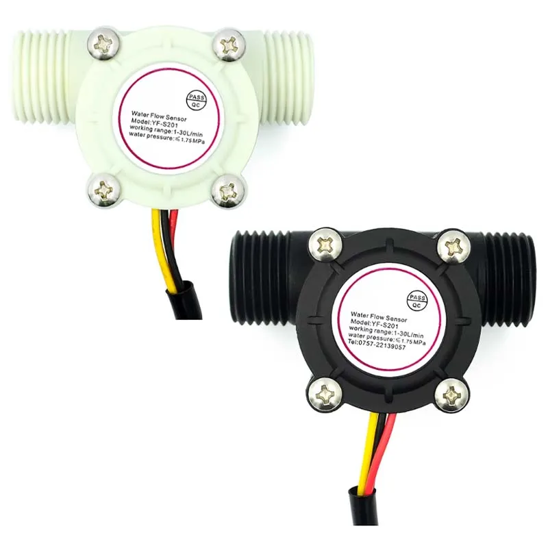 Sensor de fluxo de água dc 5-18v, sensor de fluxo hall, controle de água, fluxo líquido 1-30l/min 2.0mpa, interruptor do sensor YF-S201