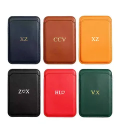 Personalisa Letters For Magsafe Magnetic Card Holder Cases For iPhone 14 13 11 12 15 16 17 Pro MAX mini air Leather Wallet Cover