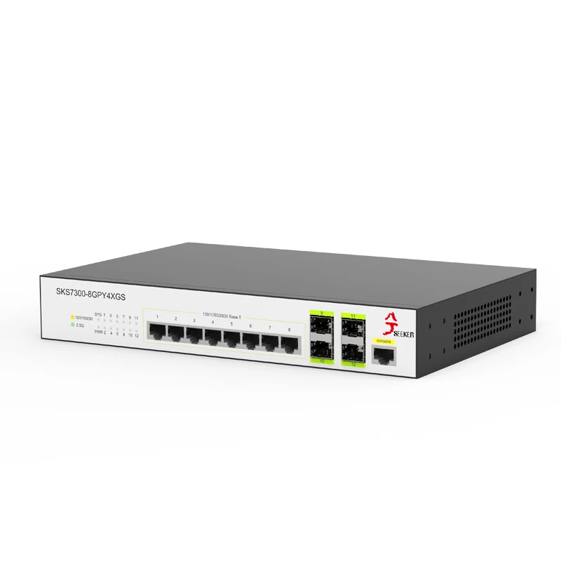 XikeStor 12 Ports 2.5G L2 Managed Ethernet Switch 8*2.5G RJ45 & 4*10G SFP+ Console Support VLAN Division/Port Aggregation