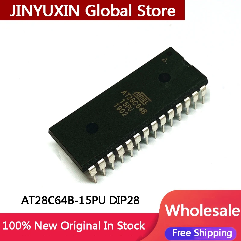 1-5Pcs New AT28C64B-15PU AT28C64B DIP28 EEPROM Memory IC Chip In Stock Wholesale