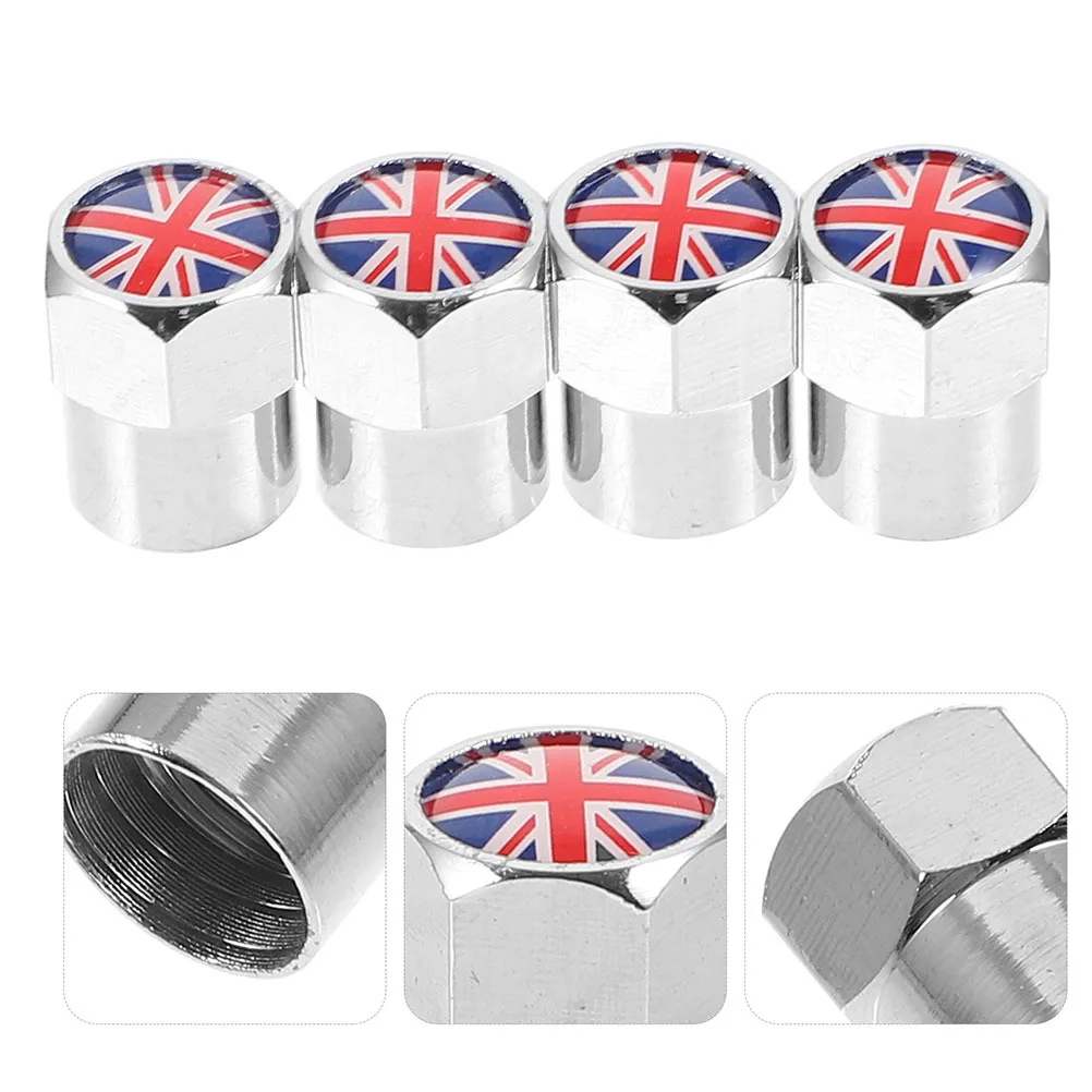 

8Pcs Automotive Valve Caps Uk Flag Style Lightweight Sturdy Material Easy Installation Car Motorcycle Truck Decor