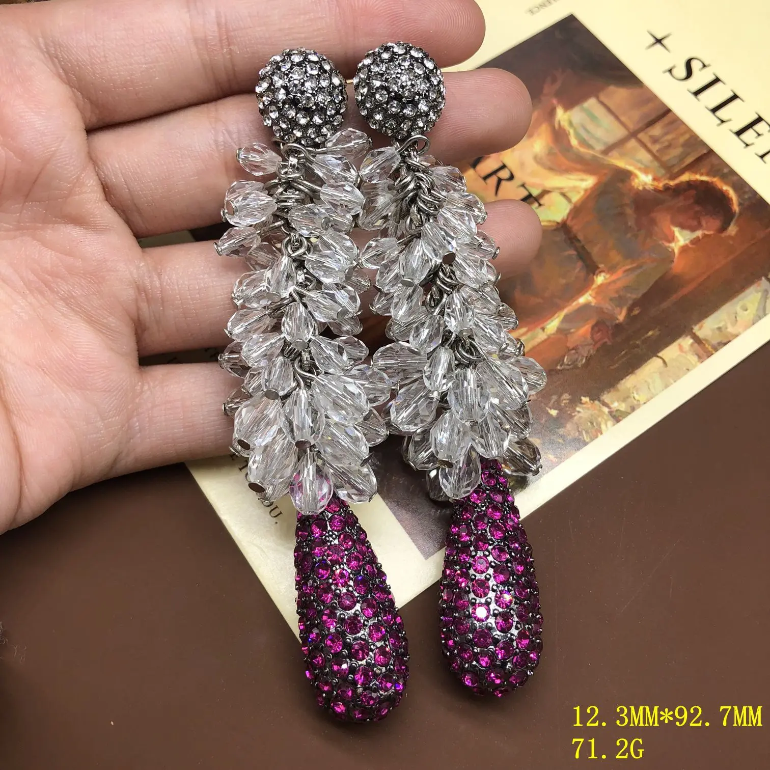 

inlaid diamond wheat ears tassel earrings heavy industry fashion elegant temperament stud earrings