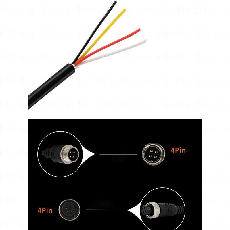 M12 4Pin Aviation Signal Cable Male / Female connector wire Plug GX12 for Car Camera/ DVR Video Camera CCTV Monitor t1