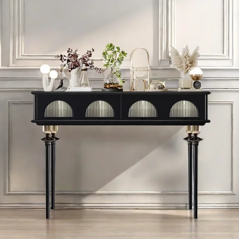 HH Light Luxury Ensuite Platform Retro Corridor Aisle Living Room Entrance Door Solid Wood Decoration