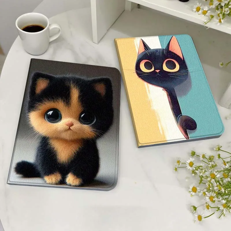 

Cute Black Cat Head For Xiaoxin Lenovo Tab Pad K11 K10 M10 P11 3rd Plus Pro Legion Y700 Y900 Gen4 2 Tablet Case Gift