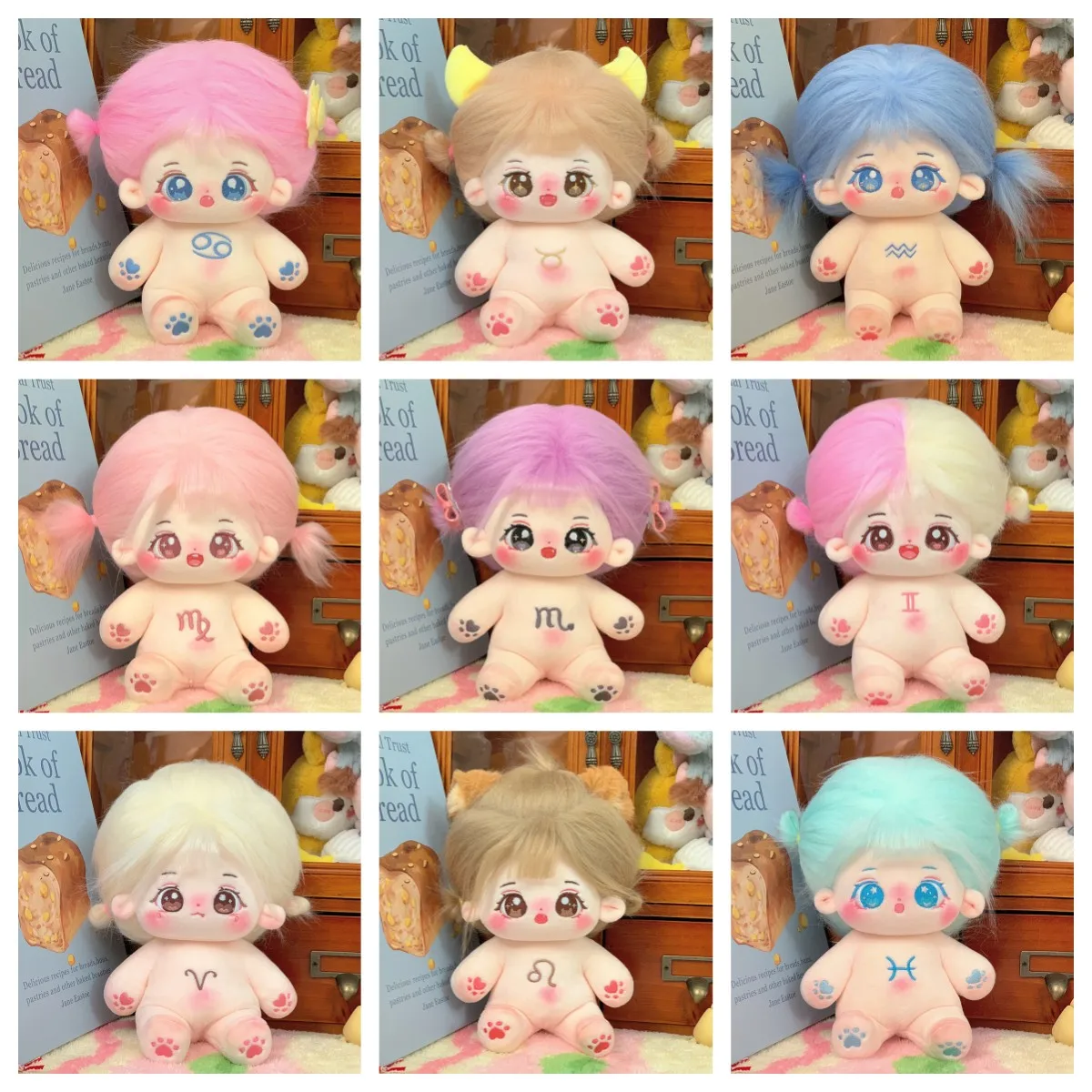 20CM Kawaii Peluche Bambola di cotone Idol Farcito Super Star Figure Bambole Dodici Costellazioni Bambola