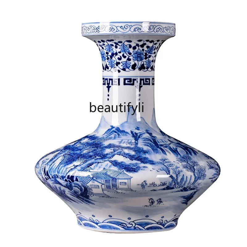 

ss8350 living room flower arrangement hand-painted blue and white porcelain landscape antique large home modern and simple
