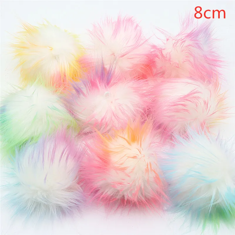 8CM 10CM Multicolor Plush Ball Fake Fox Hair DIY Clothing Shoe Hat Accessories Imitation Wool Ball Pendant Sewing Supplies 25pcs