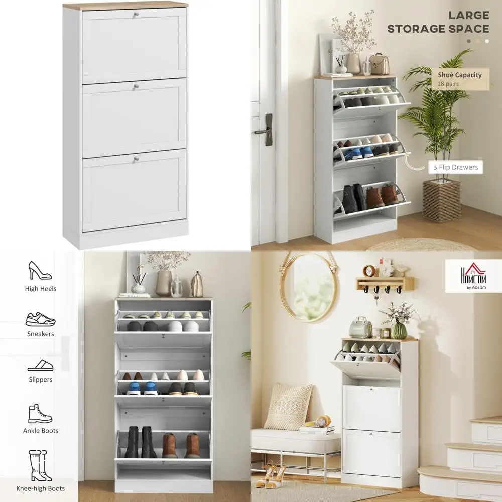 خزانة تخزين الأحذية الحديثة للمدخل مع 3 أدراج، أرفف قابلة للتعديل لـ 18 زوجًا #1