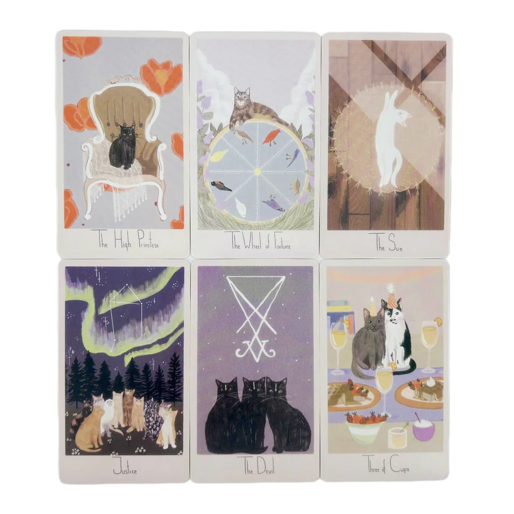 

Cat Tarot Cards Game Travel Edition Fortune Telling Divination Fun and Whimsical Design Perfect Gift Ideas Volume Board Deck