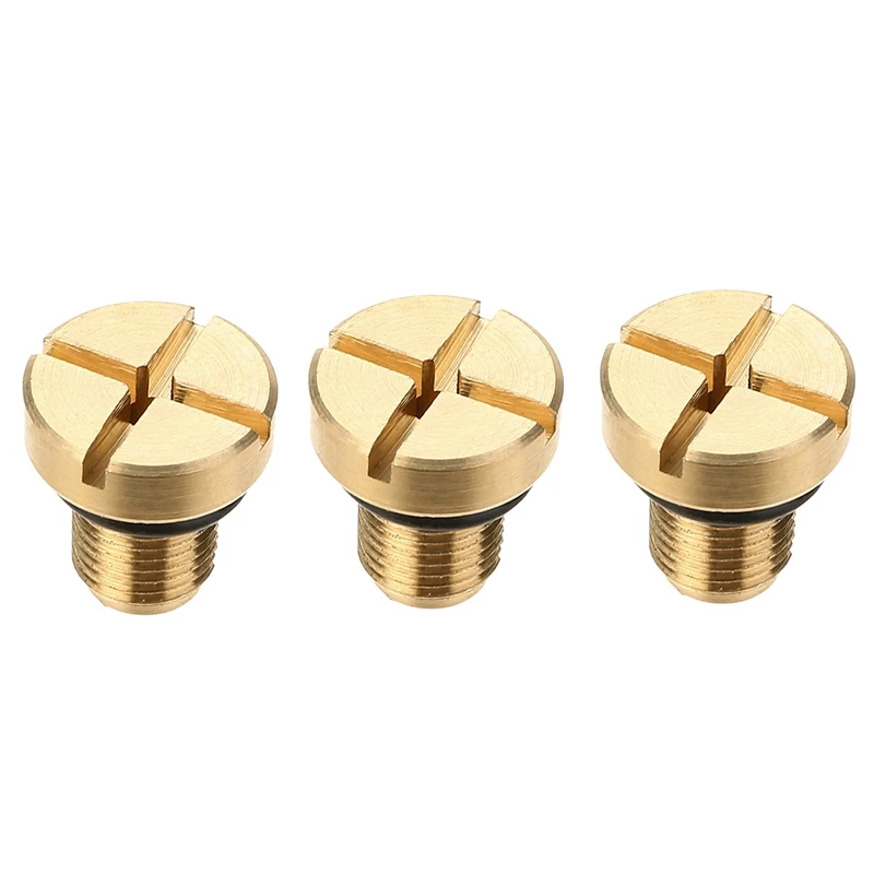 3X 17111712788 Radiator Overflow Coolant Expansion Tank Bleeder Screw Gold For BMW E36 E39 E46 Etc.