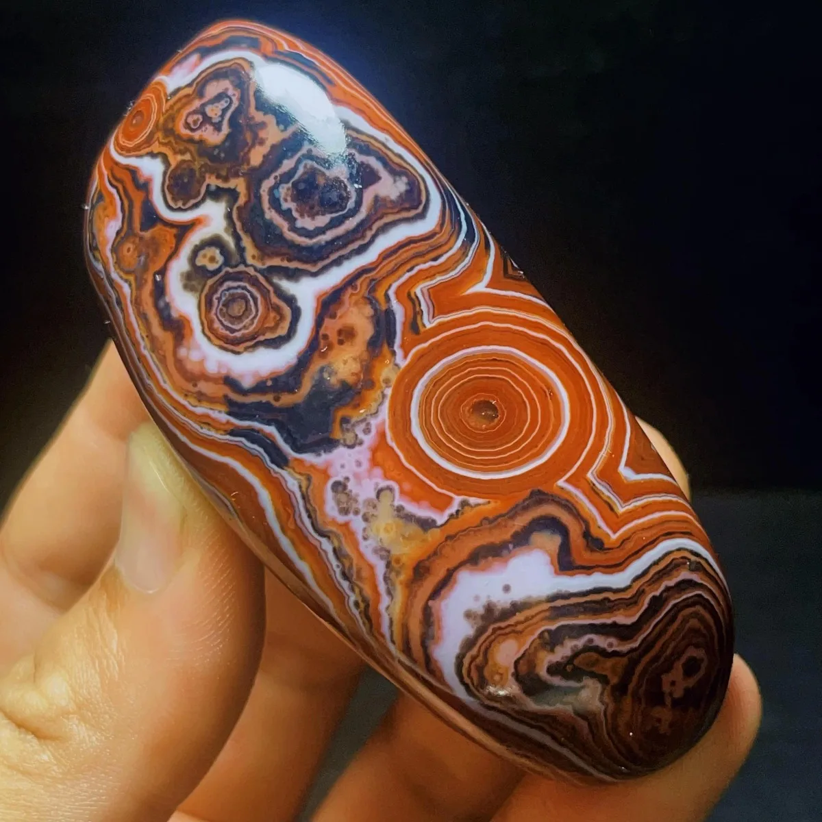 Rainbow Color Banded Agate Palm Stone, Polished Tumbled, Stripe Pattern, Vase Filler, Natural Stone, Crystal Collection