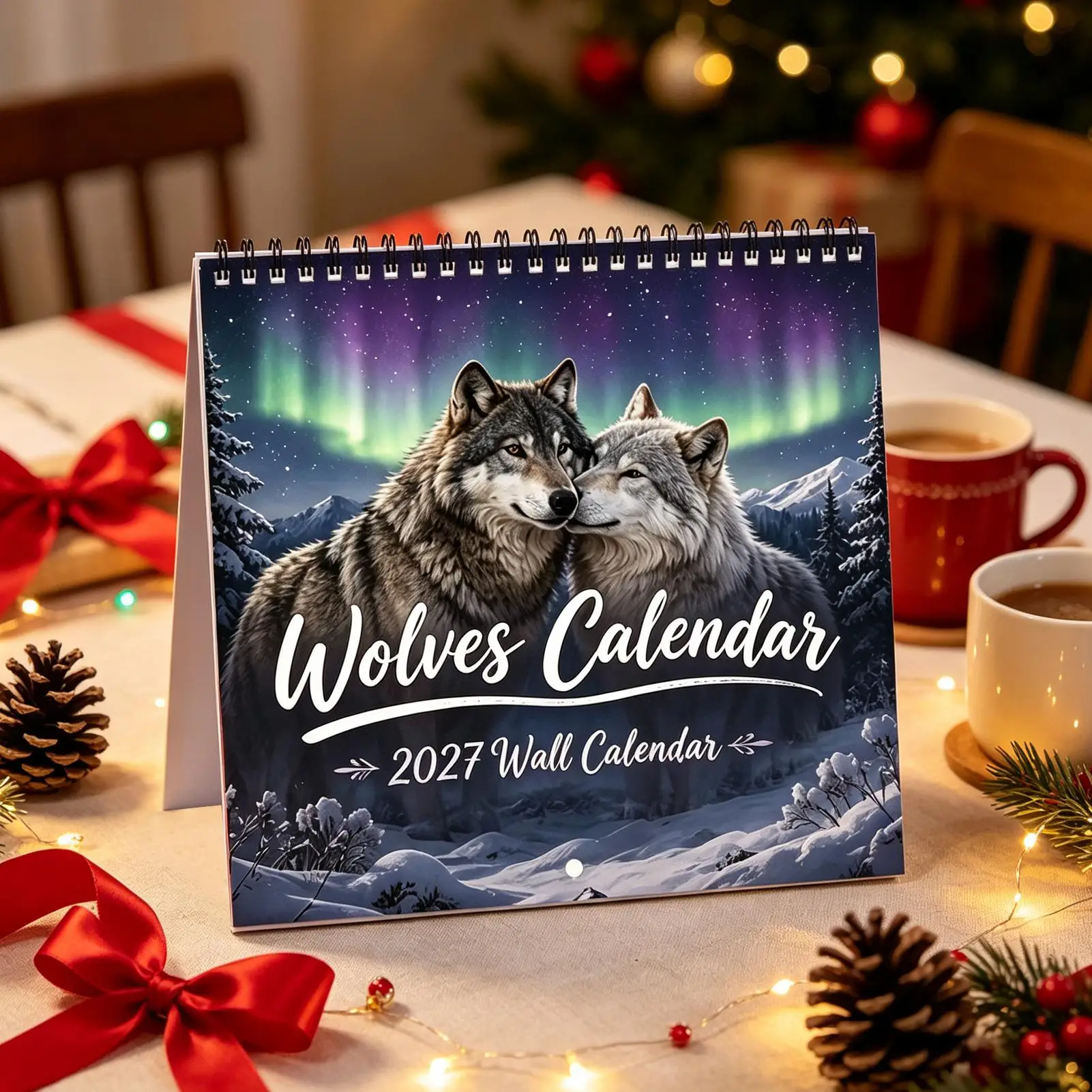 2027 Pallas's Claw Calendar 12 Monthly Wolf Theme Agenda Planner Spiral Bound Wall Calendar For Home Indoor Office