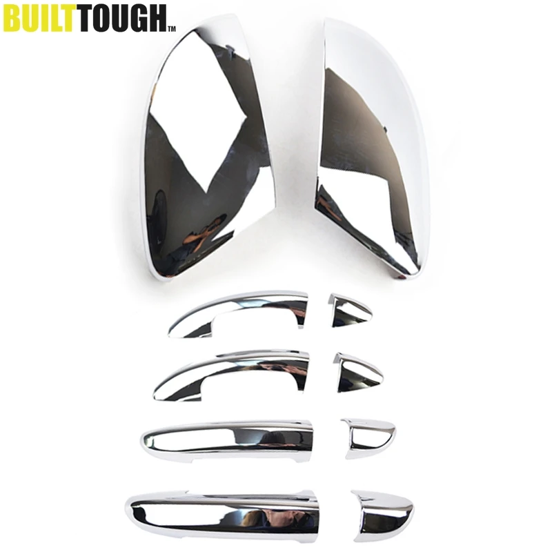 Chrome 2Pcs Rear View Mirror Covers 8Pcs Door Handle Covers Trim For VW Passat B7 European Model 2011 2012 2013 2014 CC 09-12
