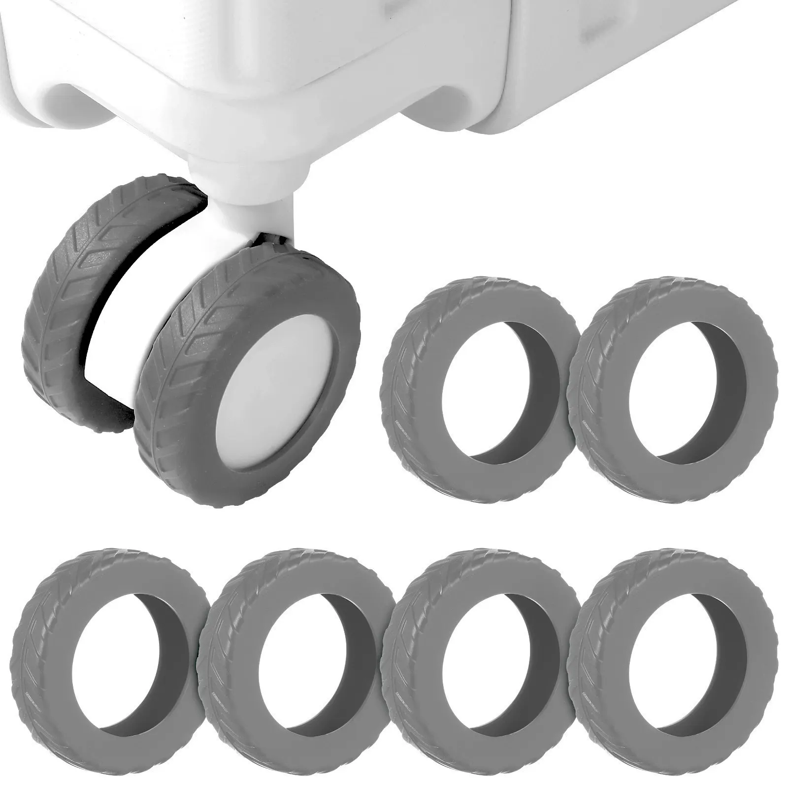 

8pcs Luggage Wheel Protectors Thickened Silicone Suitcase Caster Cover Shock Absorber Silent Trolley Rolling Protector Stroller