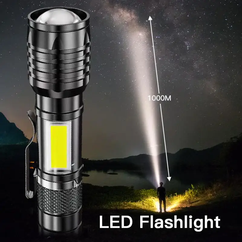 Portable Powerful LED Lamp Flashlight Linterna Tactical Zoom Chargeable Battery Outdoor Camping Tactics Flash Light