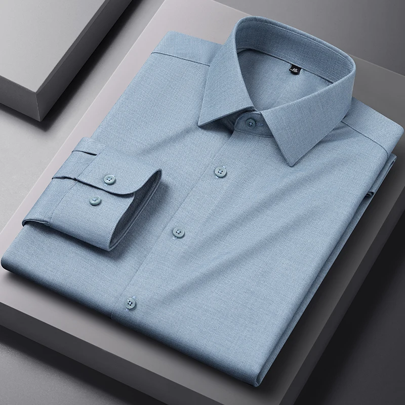 New Modal Men Shirt Long Sleeve Slim Fit Business Casual White Office High Quality Long Sleeve Shirt for Men Anti-wrinkle 4XL