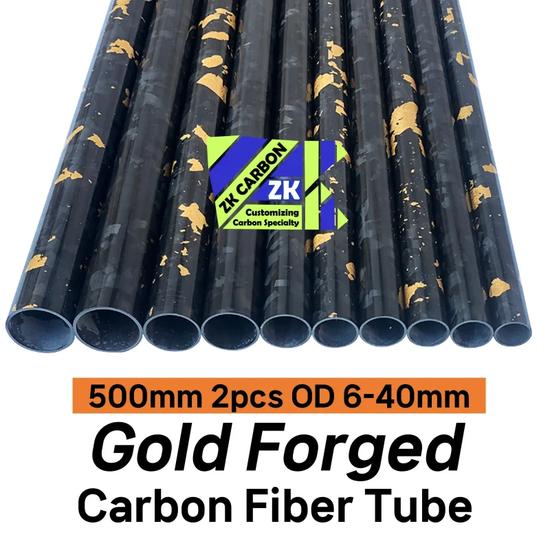 2Pcs/lot 500mm Gold Forged Carbon Fiber Tube 10mm 12mm 14mm 16mm 18mm 20mm 22m 25mm 30mm for RC Airplane Parts 3K Material