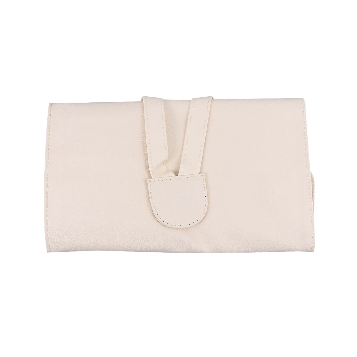 

1Pcs Beige Makeup Storage Bag 18-Piece Capacity PU Pouch Lightweight Travel-Friendly Organizer for Daily Use