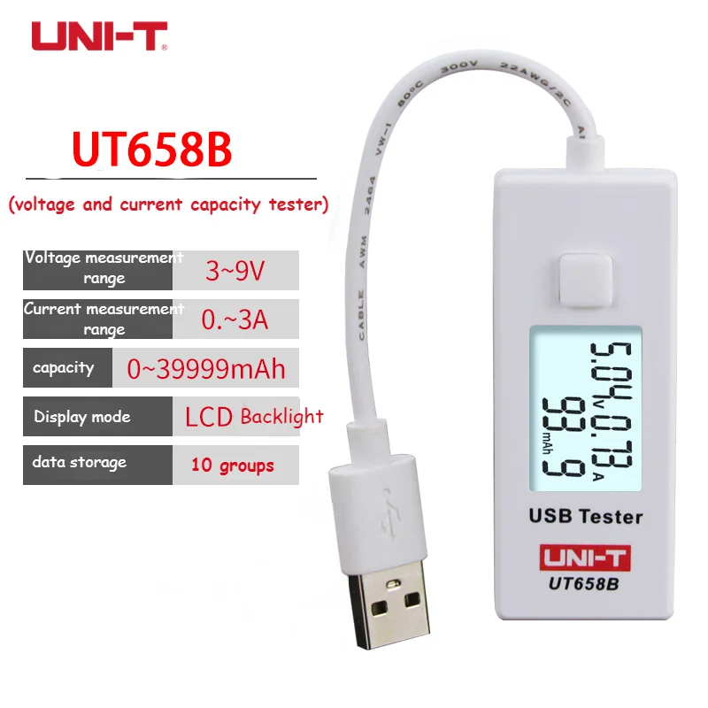 UNI-T UT658 USB Tester UT658C UT658DUAL Ladegerät Typ A/C Schnellladestrom Kapazität Energie Widerstandstester USB Power Meter