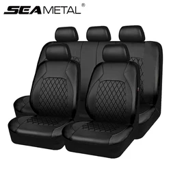 SEAMETAL Full-Surrouded Car Seat Cover Breathable Leatherette Seat Cushion Anti Scratch Seat Protector Cover for Sedan Suv Truck