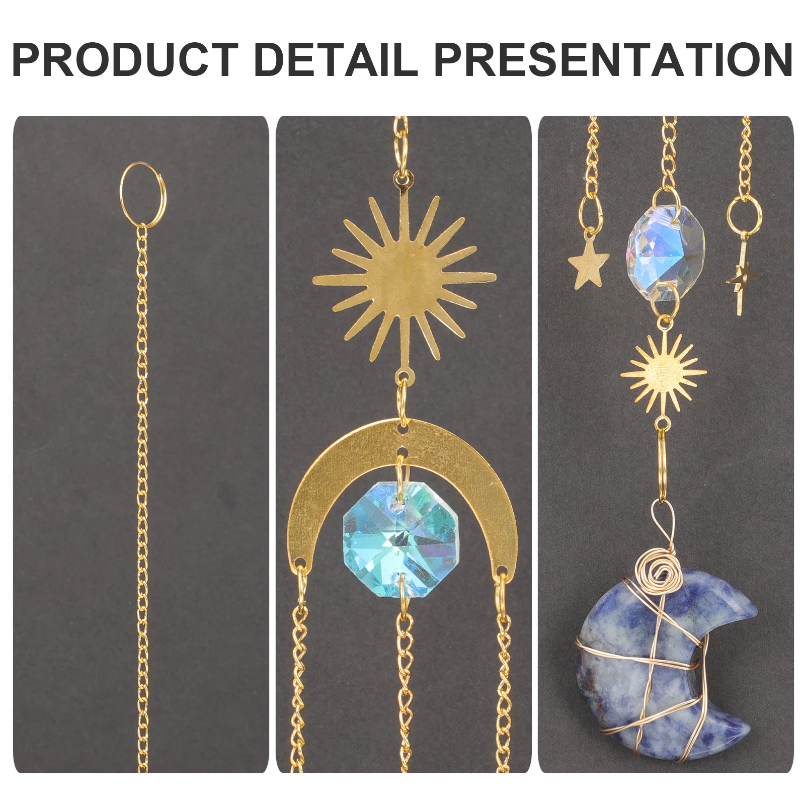 

Crystal Moon Pendant Wind Chime Decor Home Supplies Exquisite Gift for Families Fine Workmanship Crystal Adornment