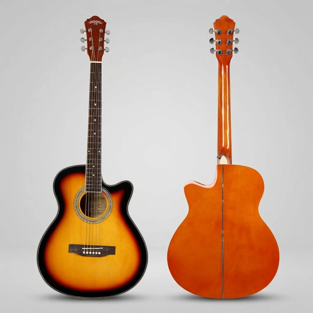 Multi-Color Cutaway Acoustic Guitar GA Shape 6 Strings, Black Blue Natural Sunburst Options for Beginners, Great for Practice