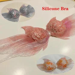 Super Beautiful Silicone Bra Mermaid Bikini Summer Swimming Free Diving Cosplay Mermaid Bra Oceanarium Bar Performance Clothing