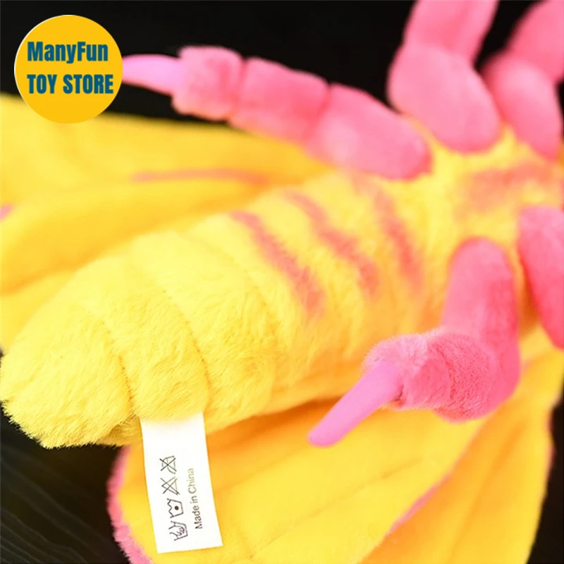 Rosy Maple Moth High Fidelity Silk Moth Plushie Fly Plush Toys Lifelike Insect Animals Simulation Stuffed Doll Kawai Toy Gifts