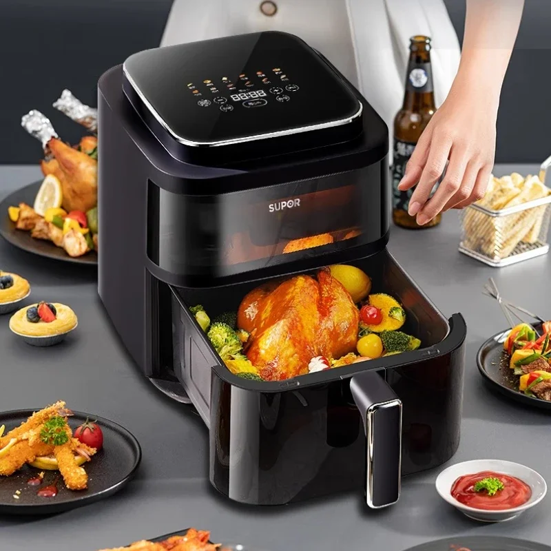 مقلاة هوائية بصرية منزلية ذات سعة كبيرة، متعددة الوظائف، مقلاة كهربائية للتدفئة بدون قلاب