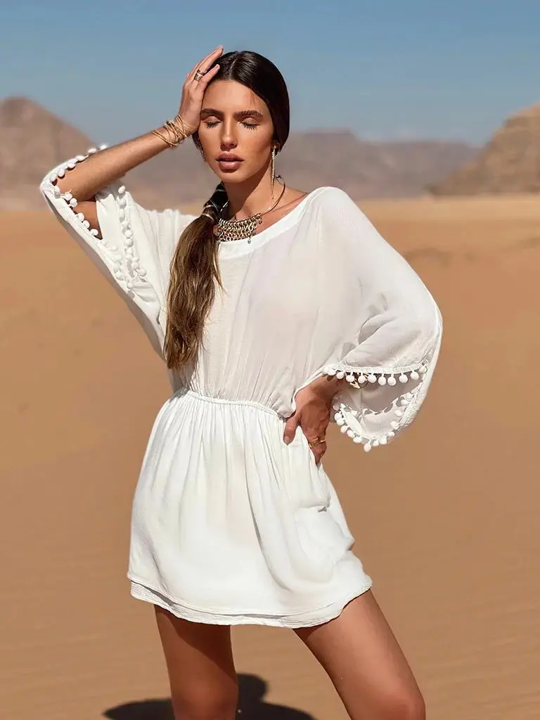Crochet White Knitted Beach Cover up dress Tunic Long Pareos Bikinis Cover ups Swim Cover up Robe Plage Beachwear