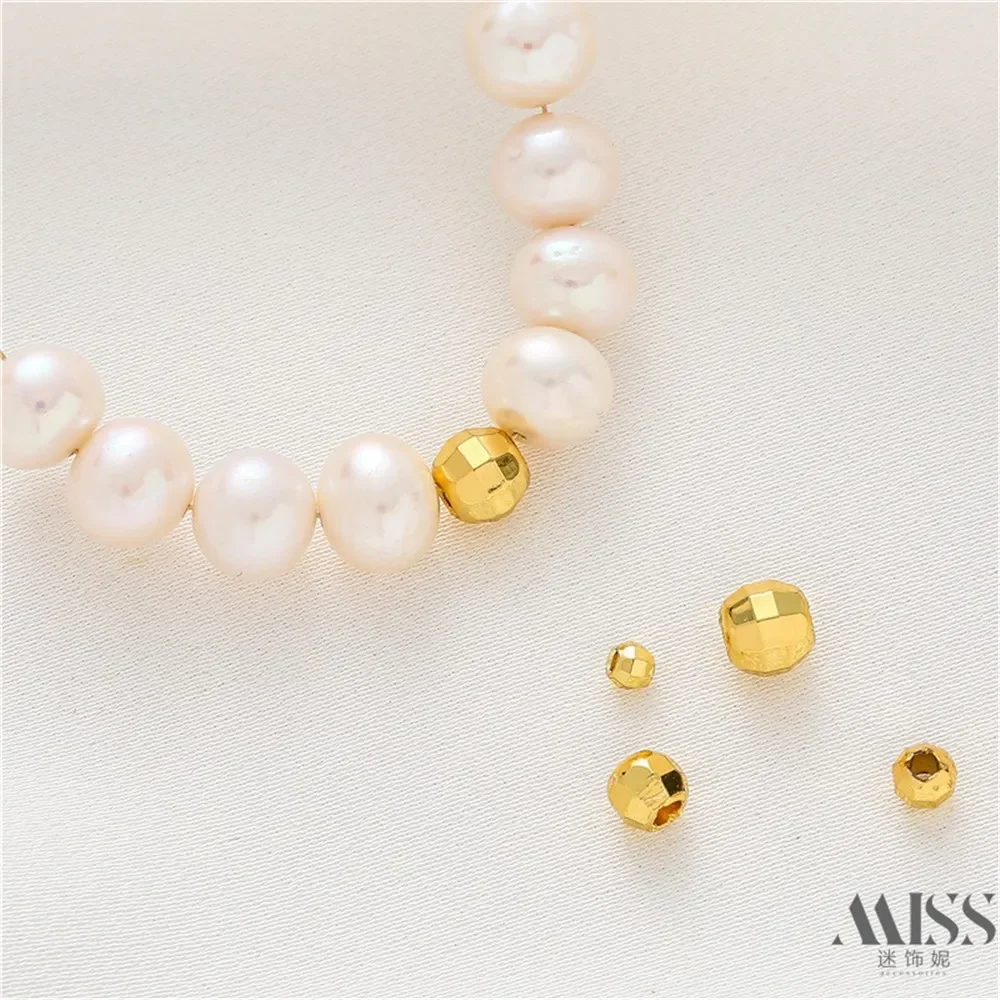 

18K Gold-plated Cut Surface Laser Bead Separated Bead DIY Accessory Loose Bead Handmade Bead Bracelet Necklace Jewelry Material