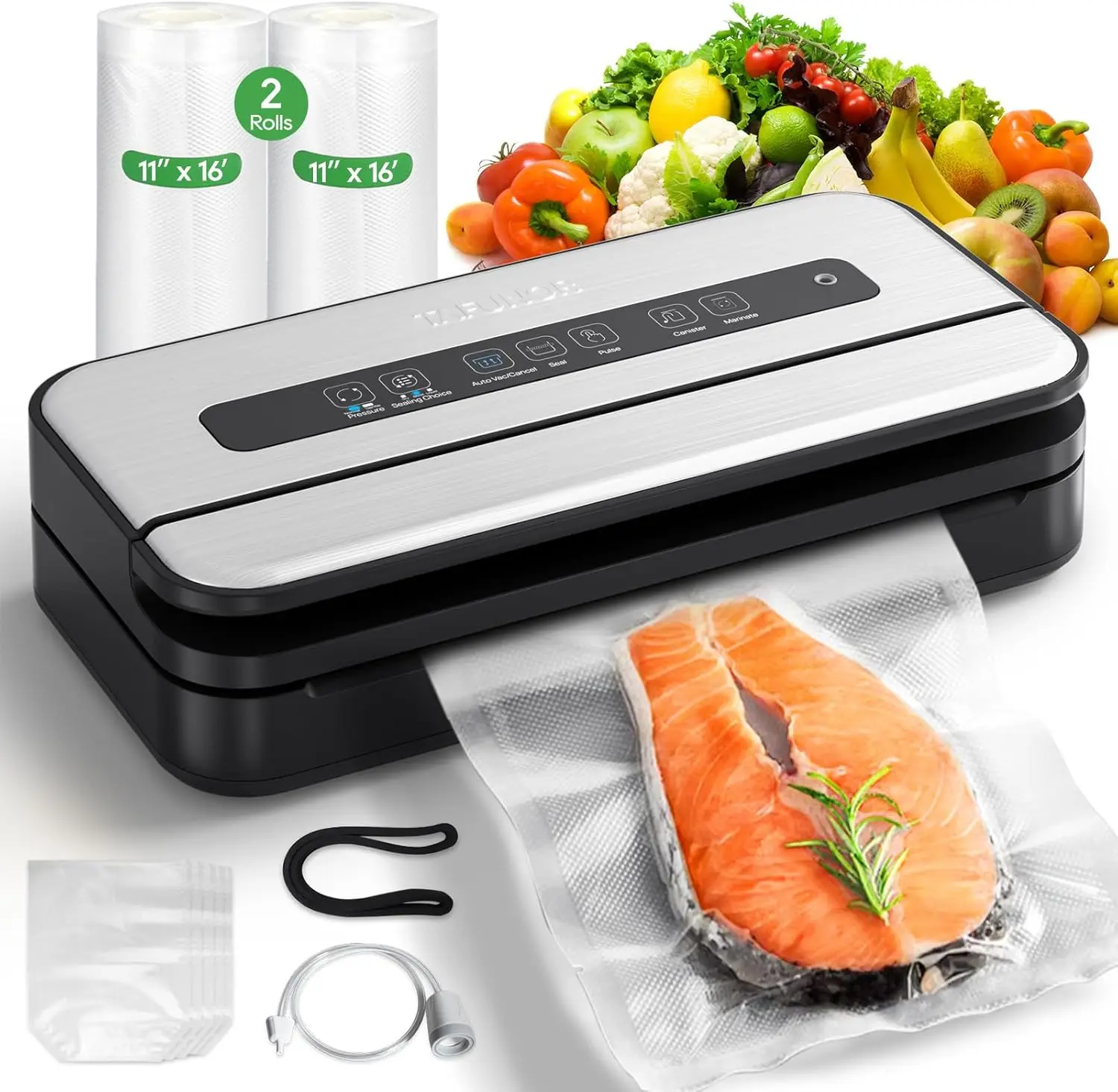 

Upgraded 90kpa Vacuum Sealer for Food, 14-in-1 Dry/Moist/Liquid Food Saver with Easy Lock Handle, Sous Vide Friendly