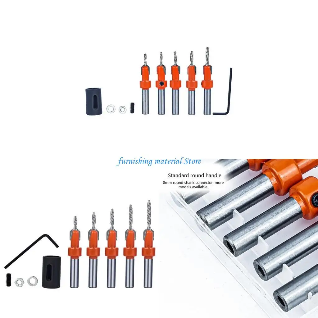 

Y5GD HSS Countersink Drill Bit Set Accurate and Precise Drilling Great for Furniture Making, Door Installation Project