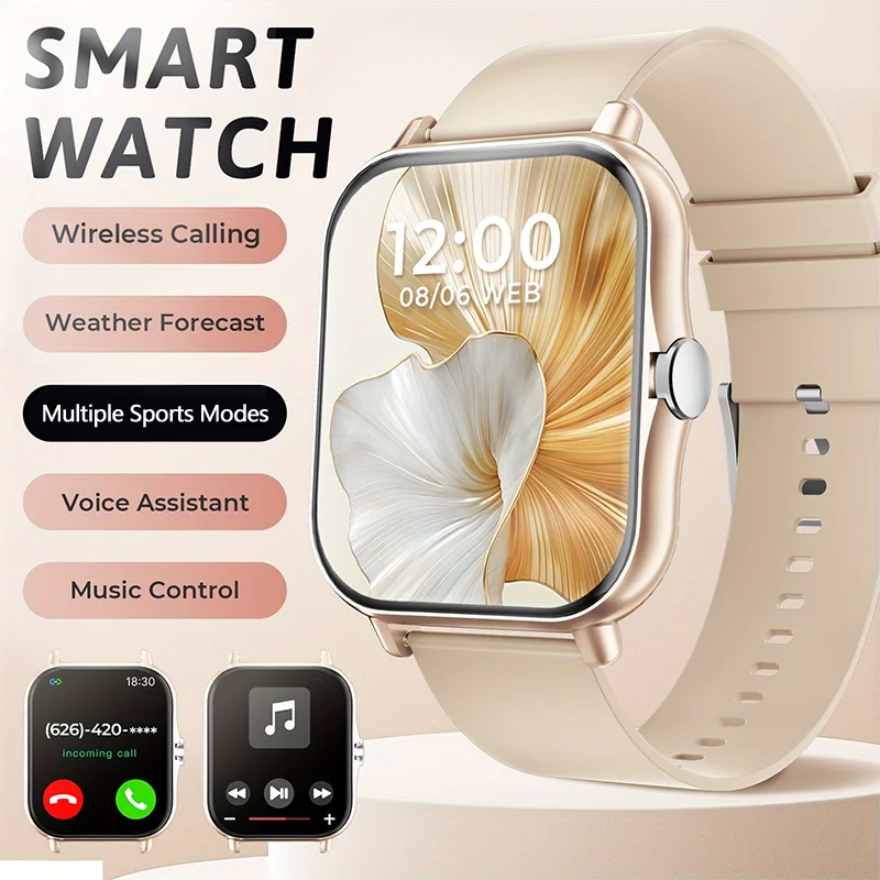LAXASFIT Moda Smartwatch Bluetooth Chamando 1.83 polegadas Assistente de Voz DIY Watch Faces Monitoramento de Freqüência Cardíaca Presente de feriado