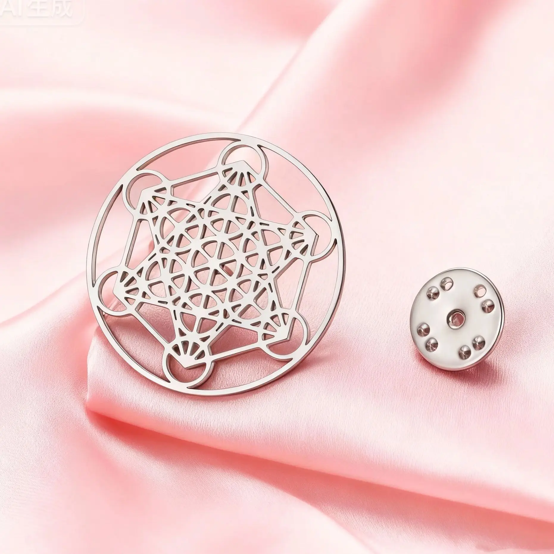 LIKGREAT-broche geométrico hueco, cubo de Metatrón, medalla de Metatrón del Arcángel, insignia de acero inoxidable, amuleto espiritual, regalo de joyería