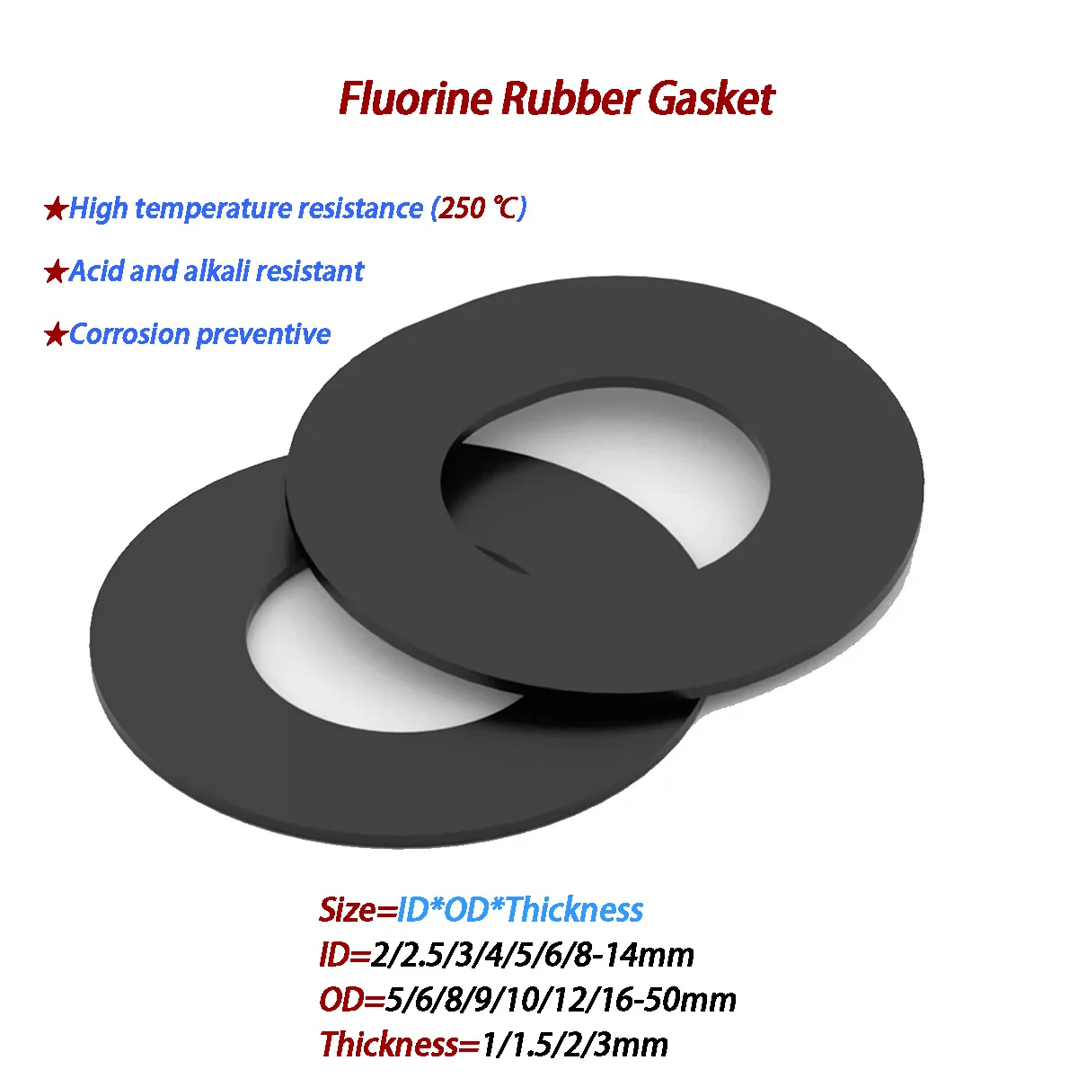 10pcs ID=2-36mm Fluorine Rubber Gasket - High Temperature Resistant Seal Ring for Pipes/Flanges