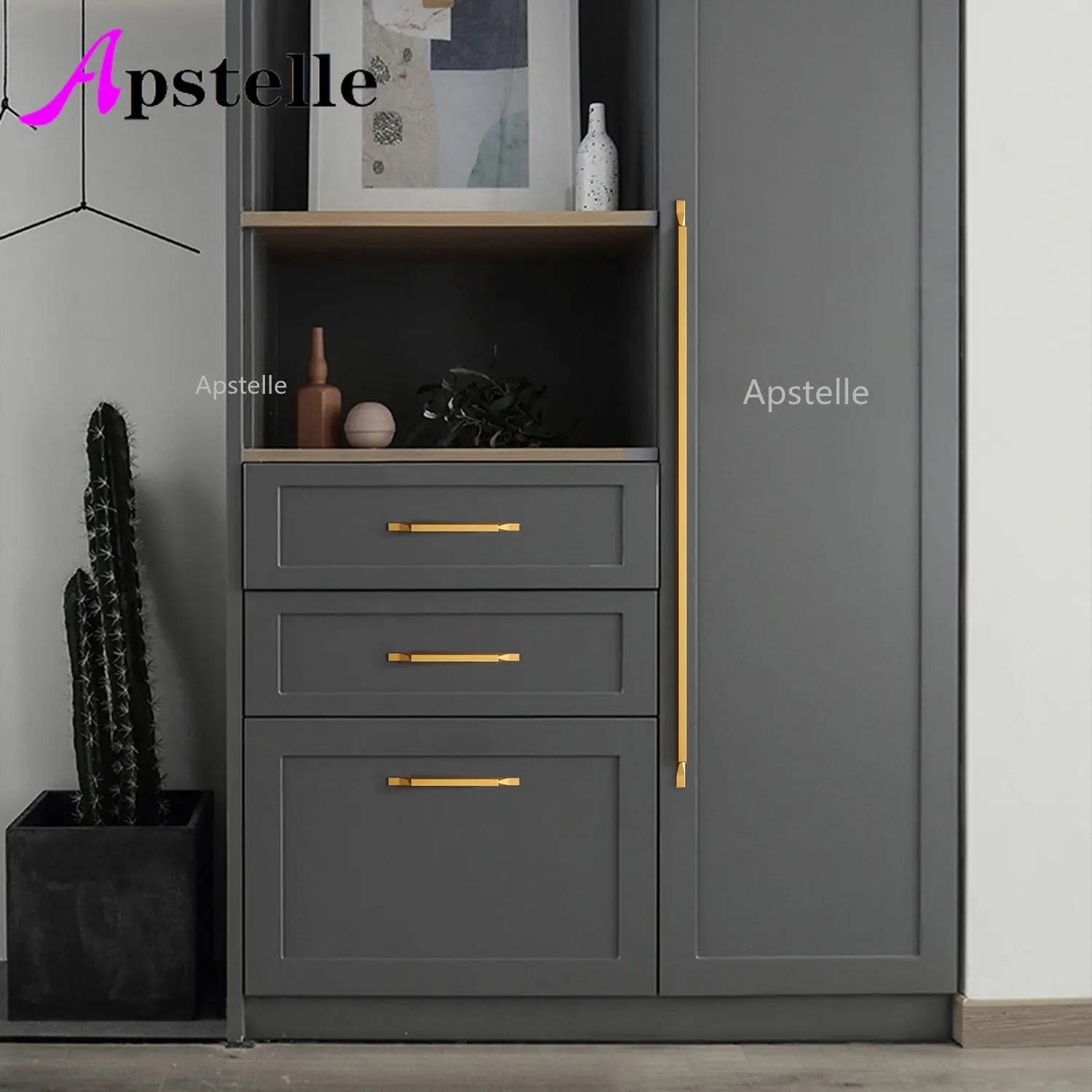 Apstelle Đen Vàng Tay Cầm Cho Tủ Và Ngăn Kéo Cửa Núm Tủ Áo Tủ Quần Áo Kéo Phong Cách Châu Âu Nhôm Đồ Nội Thất Tay Cầm