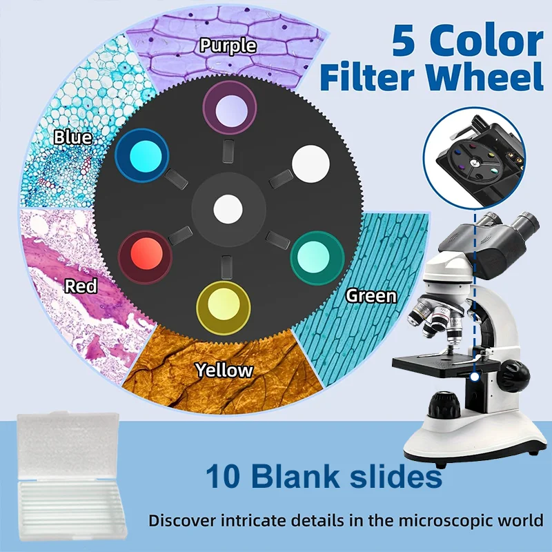 Portable Microscope For Kid,Optical Compound Binocular Microscope,40x-5000x Adult Microscope Suitable For School Laboratory