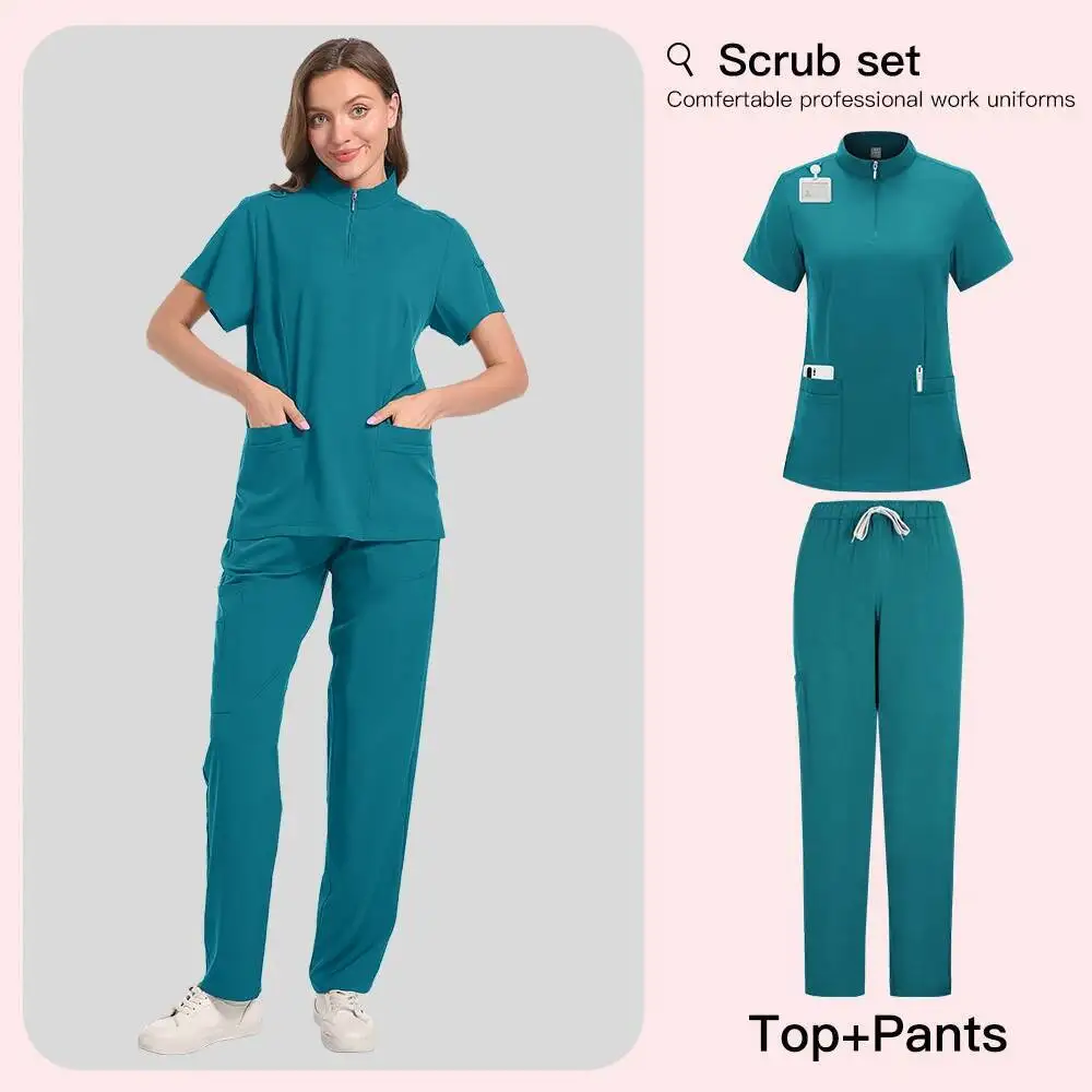 

Новая медицинская униформа для медсестры с v-образным вырезом, набор подгузников, женская рабочая одежда для больниц и врачей, рабочая униформа для стоматологической хирургии полости рта с коротким рукавом