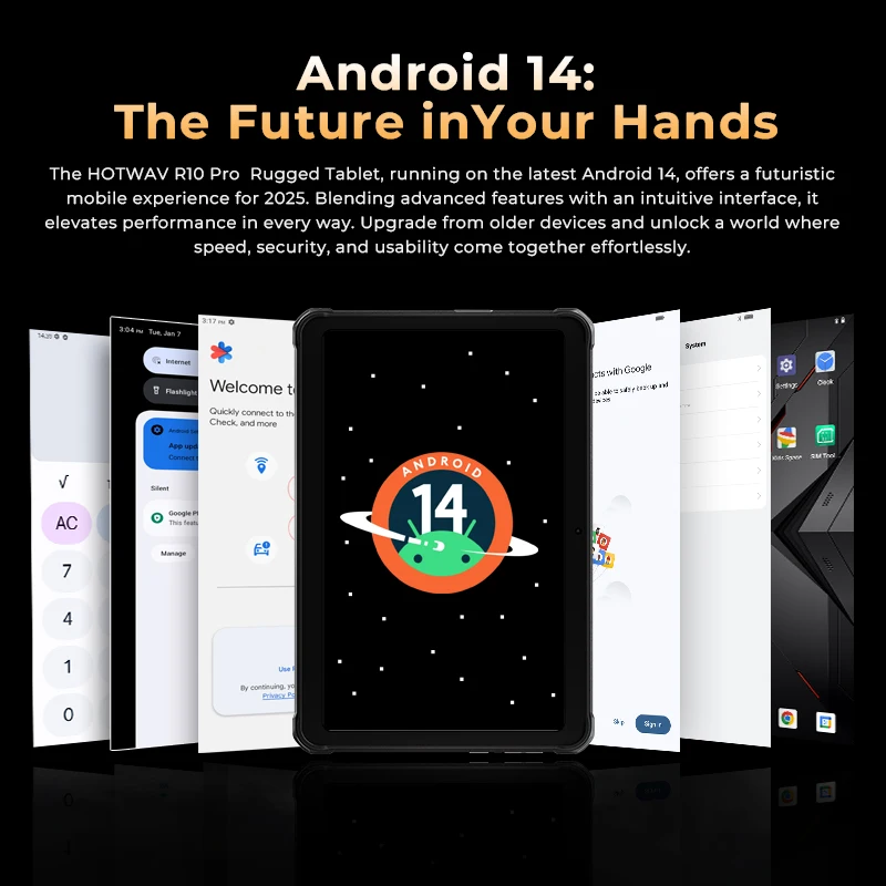 HOTWAV R10 Pro 4G Rugged Tablet Android14 10800Mah Battery tablets 5MP+13MP Camera 10.1 Inch HD+ 8GB+256GB 8-core OTG Smart Pad