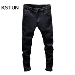 Black Jeans Men Slim Skinny Fit 2024 Spring And Autumn Stretch Casual Denim Pants Men's Clothing Streetwear Man Trousers Cowboys