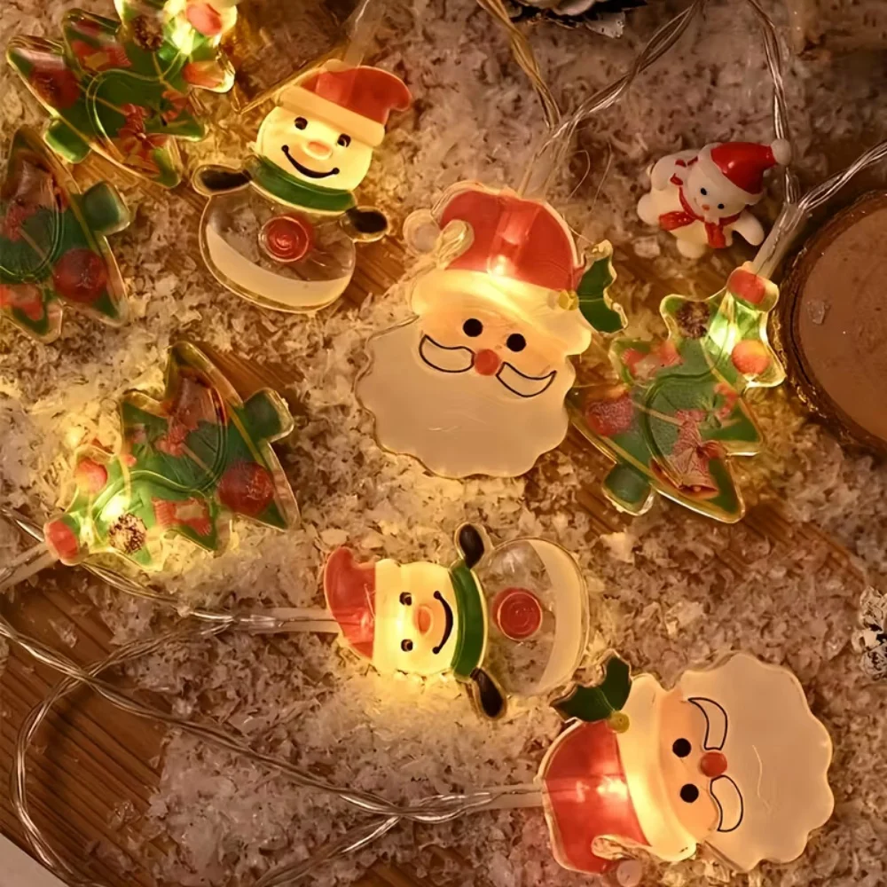 1.5M/3M Battery Powered Christmas Fairy Light, Tree/Snowman/Santa Shape, Waterproof String Lights for Holiday Party Garden Decor