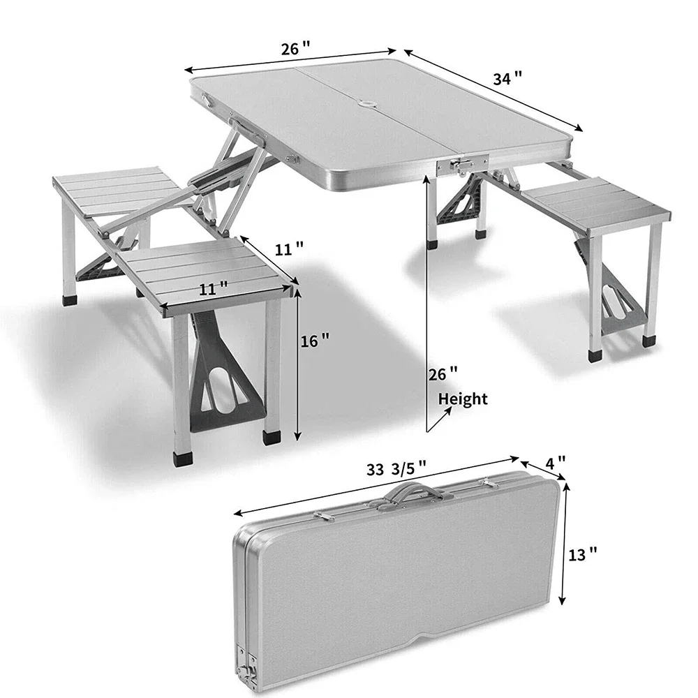 Aluminum Alloy Mountain Outdoor Tables Portable Camping Picnic Folding Table With 4 Chairs