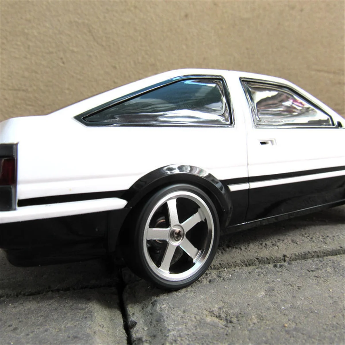 ABJL 4 قطعة عجلات مع قطع غيار الإطارات المطاطية لـ LDRC AE86 RC ترقية أجزاء السيارة ملحقات أسود + فضي