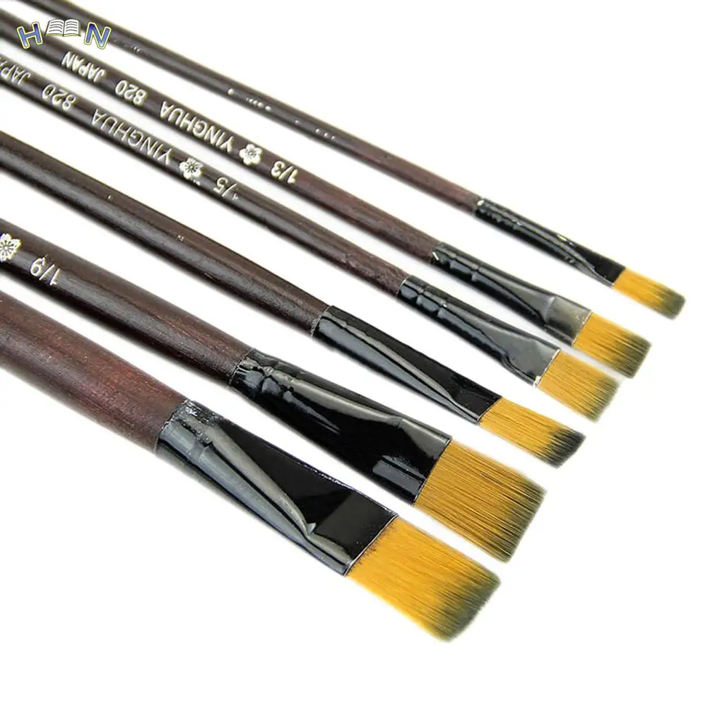 6Pcs/Set Different Size Nylon Hair Acrylics Art Paint Brush Watercolor Oil Painting Brush Set