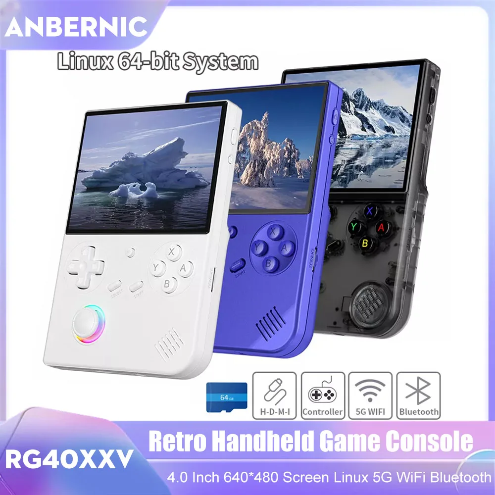 RG40XXV Retro Handheld Game Console 4.0 Inch 640*480 Screen Linux System 5G WiFi Bluetooth HDMI TV Output Video Game Player